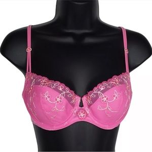 Victoria's Secret Angels Push Up Without Padding Bra Size 34C Floral Lace
